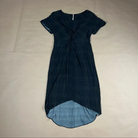 Free People Black Yellow Plaid Dress Size Large - Picture 1 of 4
